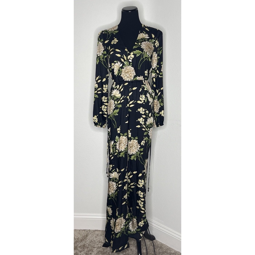 BCBG MAXAZRIA Women Blue NavyWide‎ Leg XXS Jumpsuit